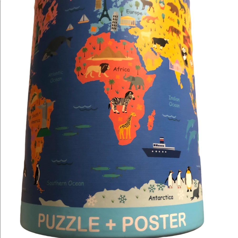 World Map Puzzle Poster 19.7” x 13.8” (NWT )